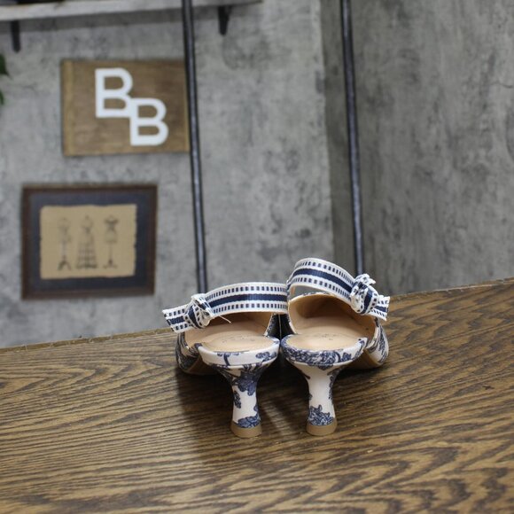 A New Day Womens Milan Floral Print Slingback Heels 93708032 Blue 6.5M - Picture 4 of 10